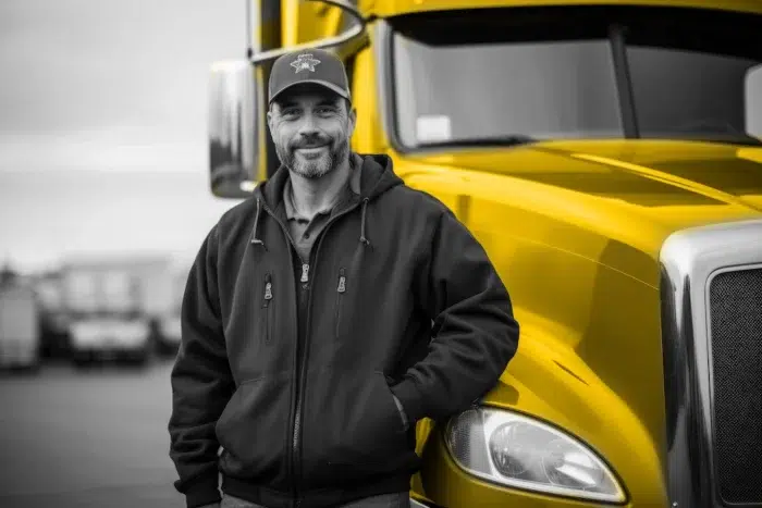 Man standing next to his yellow truck